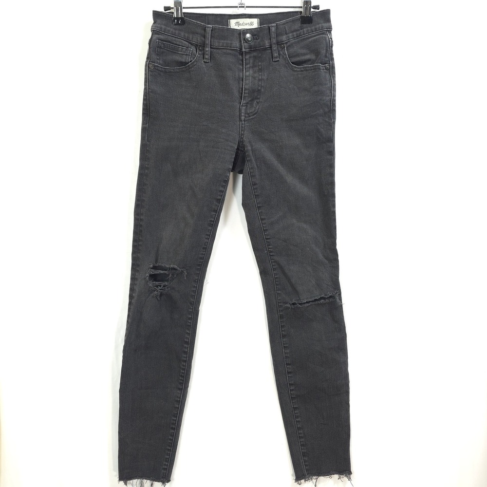 Madewell Skinny Skinny Jeans High Rise‎ Distressed Black Womens 25 Edgy Grunge